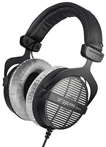 beyerdynamic DT 990 PRO Over-Ear Studio Monitor Headphones - Open-Back Stereo Construction, Wired (80 Ohm, Grey) (Renewed)