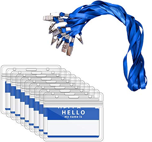 Ausweishülle mit Band, Zalava 40 Stück Kartenhalter Ausweishalter Lanyard wasserdicht Karten Schutzhülle für Business, Ausstellung, Büro und Schule (Blau)