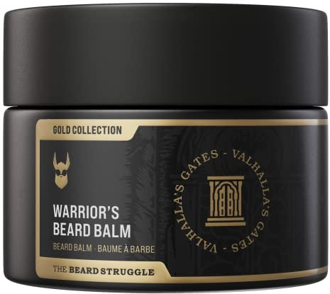 The Beard Struggle Warrior’s Beard Balm - Gold Collection, Valhalla's Gates - Non-Greasy Low-Hold Formula, Luxurious Cologne-Grade Fragrances 100% Natural and Plant-Based Ingredients - 50g