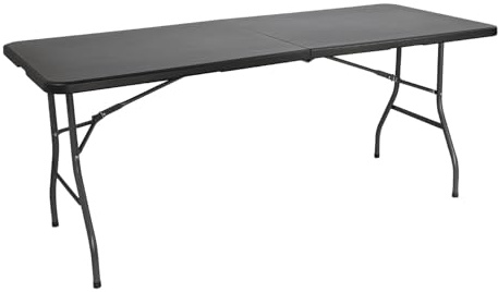 GH91 Garden House Garage 91 Mesa Catering Rectangular Portatil Plegable Negra 180 cm, Resina, One Size