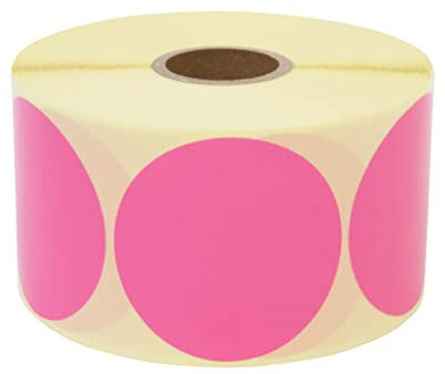 Prolac Markierungspunkte – 1000 Stück Bunte Klebepunkte auf Rolle, 25x25mm - Pink, Glue Dots, Selbstklebende, Runde Aufkleber perfekt für Kennzeichnung im Büro, Sticker rund