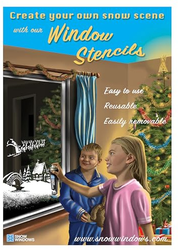 Snow Windows Återanvändbara fönsterschabloner för jul, 4 i ett paket!