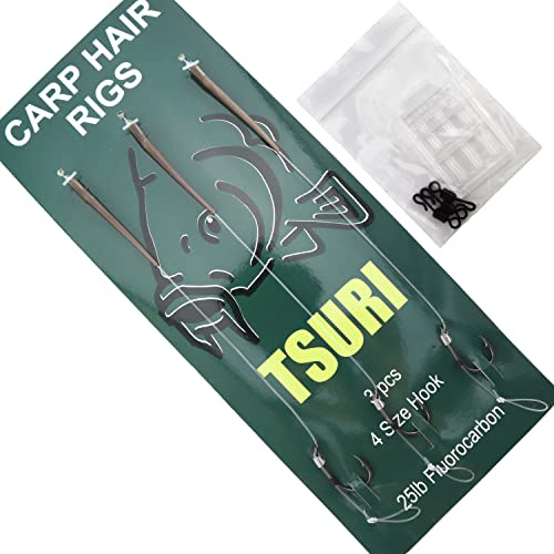 Línea de pesca carpa fluorocarbono anzuelo tamaño 4 montaje completo material de bola de plomo (30 líneas inferiores)
