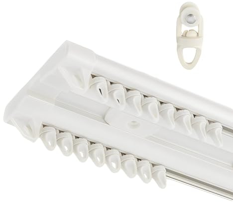 Verdickte Vorhangschiene Aus Aluminiumlegierung, DeckenGardinenschiene, Gardinenstange Mit Silentstreifen, Für Fenster-Raumteiler, Schlafzimmer, Wohnzimmer, Wohnmobil-Gardinenschiene (Color : White,