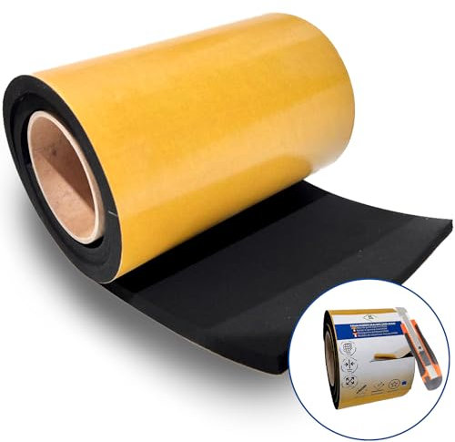 Mousse Isolante, Mousse autocollante Noir, Tapis insonorisant autoadhésive, EPDM, Isolation phonique, résistante à l'humidité et Vibrations. (Largeur 10 cm, Longueur 1m, Épaisseur 3mm)..