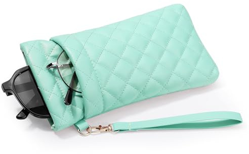 MoKo Double Pochette à Lunettes avec Sangle de Transport, Sac Souple en Coton Doux, Étui pour Lunettes de Soleil Portable avec Chiffon de Nettoyage pour Femme Homme