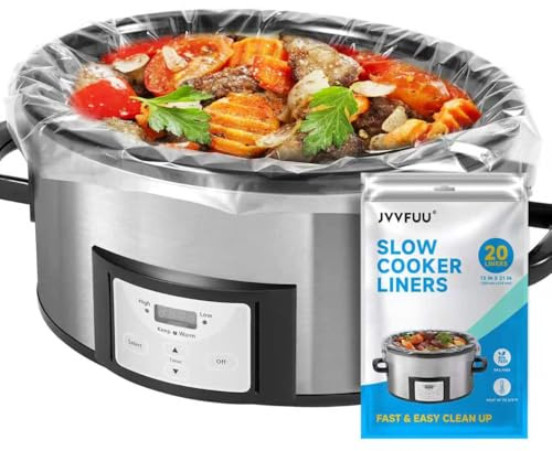 JVVFUU Slow Cooker Liners 3-8 Quart, Cooking Bags Large Size 13x 21, Slow Cooker Bags Disposable Oval Large For Crock Pot, 20 Liners