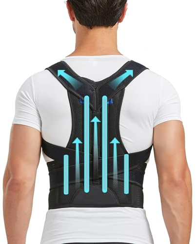 FVFCCD Corrector de postura para espalda para mujer y hombre, ajustable, correa para el hombro, soporte de espalda para aliviar el dolor de espalda (M)