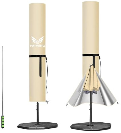 PATWING Funda Protectora para Sombrilla,Funda Sombrilla Jardin Impermeable,Jardin Impermeable,Resistente 600D Oxford,Parasol Cover Patiode Parasol(240*57*57/57cm)