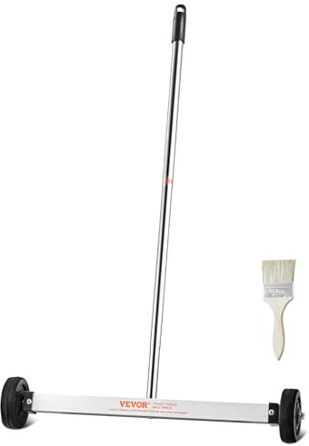 VEVOR Balayeuse Magnétique avec Roues 44,5 cm, Balai Magnétique Capacité Maximale 4,5 kg, Manche Réglable, Légère, Nettoyage Facile, Outil pour Ramasser les Clous et les Vis, Atelier Garage Chantier