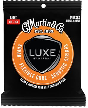 MARTIN - Corde per chitarra acustica Luxe Kovar Flexible Core, 6 corde, Light, 12-54, tono chiaro e suonabilità migliorata