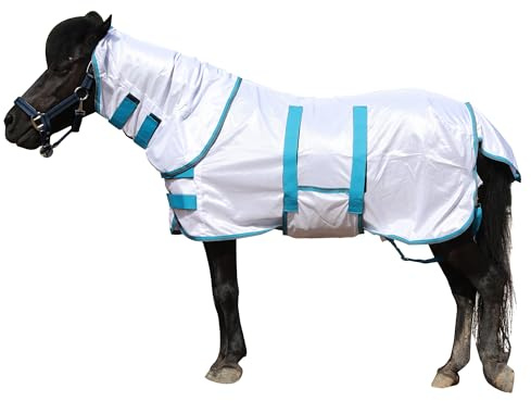 Leberna Miniature Fly Rug Combo for Shetland Pony, Donkey, Section A and Miniature Horse, Insects Flies Bug Protection (White, 3' 6)