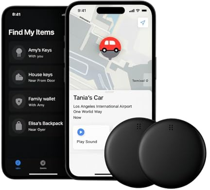Anytrcak Pro Magnet-Tracker für Auto, Gepäck und Geldbörse – Kompatibel mit der Find My App von Apple/Android (2Pack(iOS-System))