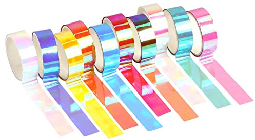 FytStycale 10 Rolls Washi Craft Tape Stationery Sticker Tape Paper Tape PET Material Suitable for Album Decoration Card Making Gift