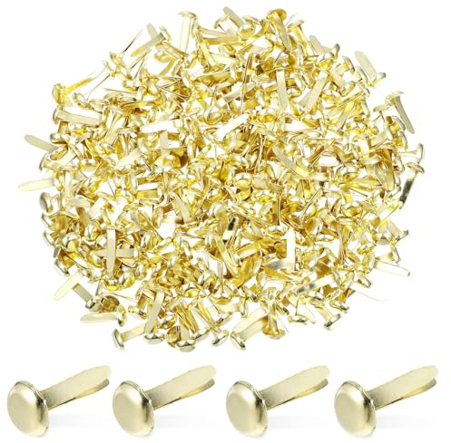 WOFASHPURET Clips de Cabeza Redonda de Hierro Dorado 8x17mm, 300 Piezas para Manualidades, Sujetadores de Papel y Scrapbooking, Accesorios Versátiles para Bricolaje y Proyectos Creativos