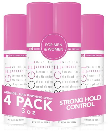 TRI Design Aerogel Strong Hold Volumizing Hair Finishing Spray -3 oz, 4Pack