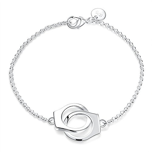 Goldenchen Fashion Jewelry 925 Sterling Silver Handcuff Chain Bracelet Partners in Crime Best Friends Bracelet