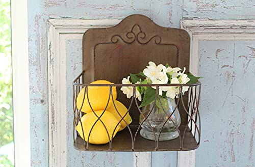 Traumhafter Landhaus Wandkorb ANNI in antikbraun, Shabby antique Chic, Metall