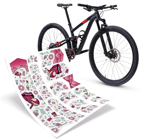 Riesel Design® Fahrrad Rahmenschutz Set Tape3000 - Stylische Fahrrad Schutzfolie/Selbstklebende Fahrradschutzfolien/MTB Rahmenschutzfolie als Kratzschutz (Fruit Set)