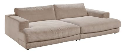 KAWOLA Big Sofa Cord Madeline | Zeitloses Design & Eleganz | Komfortables Megasofa | Ideal für Gaming & Entspannung, Taupe, Polyester