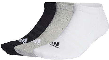 adidas Unisex - Adulto Cushioned Low-Cut Socks 3 Pairs, Medium Grey Heather / White / Black, 8.5-10