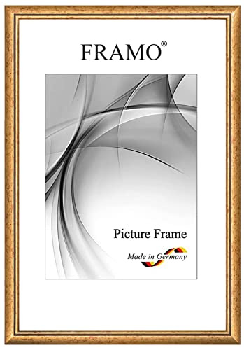 FRAMO Cornice foto barocco 36 x 45 cm in legno massello | Bordeaux Rosso Dorato | Colore/dimensione selezionabile | Cornice antica d'epoca retrò N°069