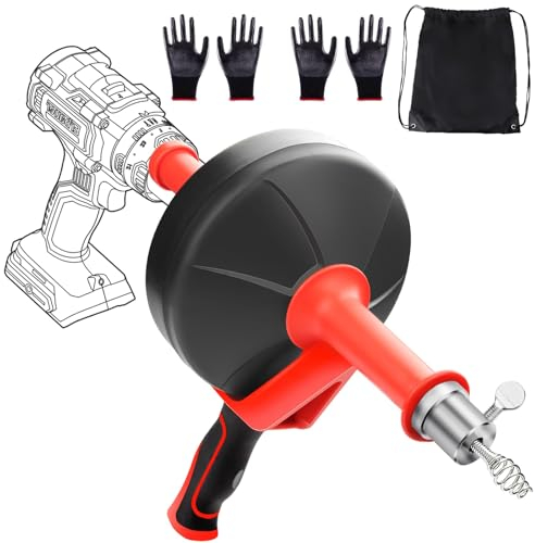 Desatascador Tuberias Profesional 13M Alambre Cable Desatascador Tuberias a Presion Desatascador Fregadero Limpia Maquina Desatascar Tuberias Desatascadores Destapa Cañerias con 2 pares de Guantes