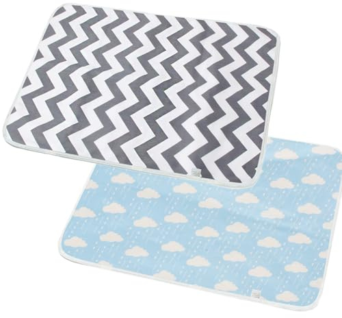 Baby Diaper Changing Pad - 2 Pack 19.6'' X 27.5'' Travel Portable Waterproof Change Mat - Newborn and Infant Foldable Changing Pad for Home Travel Outside(Grey & White)