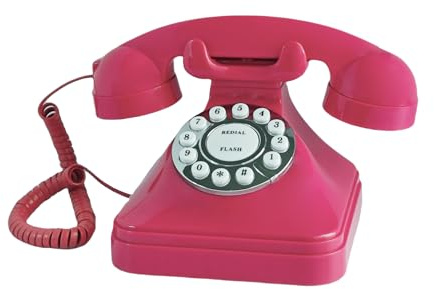 Retro Landline Home Phone,TelPal Corded Old Fashion Desk Phone, Basic Pink Decorative Analog Telephone Set, Senior Phone for Home/Office/Hotel… (Rose)