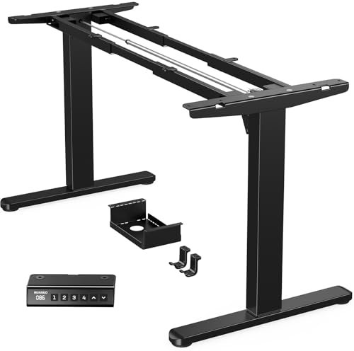 HUANUO Höhenverstellbarer Schreibtisch Gestell mit Bürstenlosem Motor,100 kg Tragfähigkeit Tischbeine Schreibtischgestell Höhenverstellbar für Tischplatten von 110x200cm,Nur Rahmen