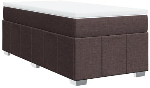 vidaXL Boxspringbett, Polsterbett Bett mit Matratze Matratzenauflage, Bettgestell mit Lattenrost, Einzelbett für Schlafzimmer, Dunkelbraun 80x200cm Stoff