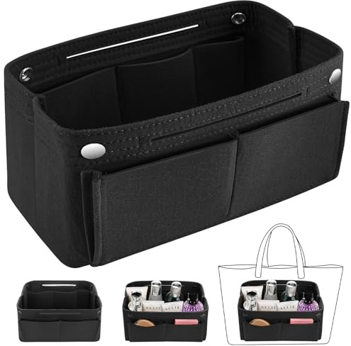 Zeawavsl Handtaschen Organizer, Taschen Organisator für Frauen, 24x15x8cm Schwarz Filz Tasche Organizer, Taschen Organizer mit Innentaschen für Handtaschen (24 * 15 * 8)