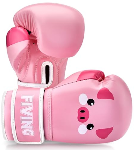 FIVING - Guanti da boxe per bambini, motivo panda da 4-6 oz, maglia traspirante, protezione per il polso integrata, protezione per i 3-9 anni (rosa, 4oz)