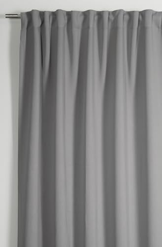 Sehlbach Tenda pronta per l'uso con fettuccia, Dimout uni, Grigio, 140 x 175 cm, A risparmio energetico in inverno, Termoresistente in estate, Opaco, Drappeggio perfetto, Eleganza senza tempo