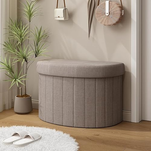 Pouf Moderno Portaoggetti Per La Biancheria, Panca Semicircolare Per Ingresso, Panca Imbottita Per Estremità Del Letto, Poggiapiedi Pouf Per Camera Da Letto, Soggiorno, Dormitorio Grey 1,71x39x38cm
