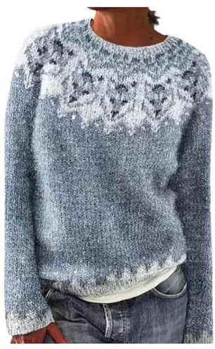 Generisch Jersey noruego para mujer, elegante, de invierno, cuello alto, jersey de punto grueso, informal, suelto, manga larga, jersey de lana para mujer