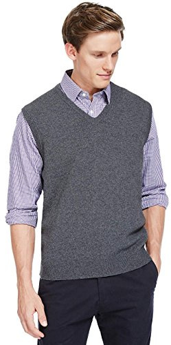AARHON herr v-ringad ärmlös stickad jumper plus size tröja herr toppstorlek UK