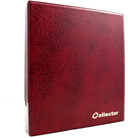 COLLECTOR Myntalbum för 221 blandade storlekar mynt från små till stora mynt – med sidor och röda avdelare + index – röd