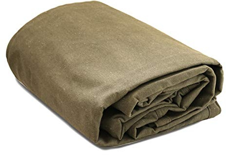 WHITEDUCK 10'x20' Canvas Tarp 18 oz/37 Mil Heavy Duty Waterproof UV Resistant, Rustproof Grommets, Industrial & Commercial Use Cloth Tarp (Finished Size: 9'6x19'6, Olive)
