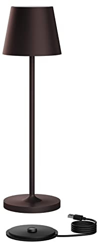 K-Bright dimbar LED-batteri bord 38 cm, inomhus och utomhus uppladdningsbar varm ljusfärg för inomhus och utomhus designer bord med USB-laddningsstation brons.