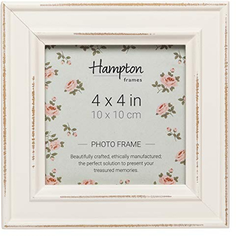 Hampton Frames Marco de fotos cuadrado PALOMA | 10 x 10 cm, blanco, vidrio, tablero DM, independiente o montaje en pared, muestra fotos decoración del hogar