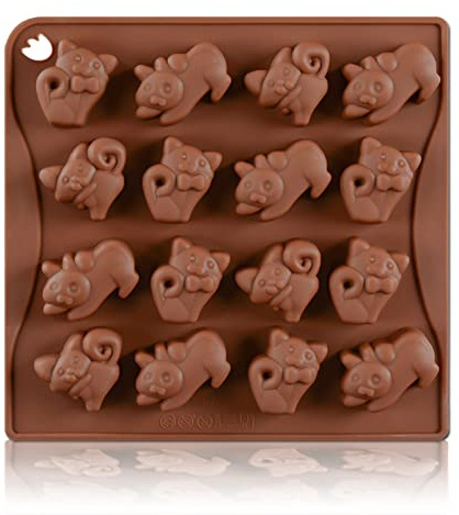 WishesMar Silikonform Schokoladenform Pralinenform für Süßigkeiten - Form einer Verschiedene Kätzchen Katze Antihaft Küche Kleine flexible Silikon Form für Spaß bei der Küchenkreation