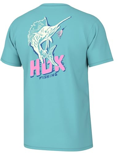 HUK Mens Fishing Graphic Tee, Performance Short Sleeve, Quick-Dry, Sail Bones - Marine Blue, XXX-Large