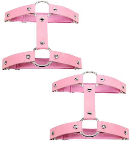 KWJEIULSOQ Strumpfhalter Damen Garter Belt Punk Leder Beinkette Suspender Oberschenkel Ring Harness Gothic Oberschenkelkette für Frauen Rosa