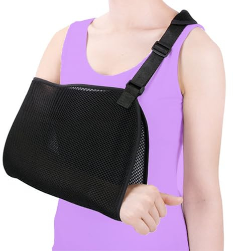 Helweet Armschlinge Schulter, Einstellbar Armschlaufe, Schulterschlinge aus Netzstoff, Gittergewebe Armschlinge, Geeignet für Ausgerenkte Handgelenke, Ellenbogen, Arme, Schultern, Schwarz