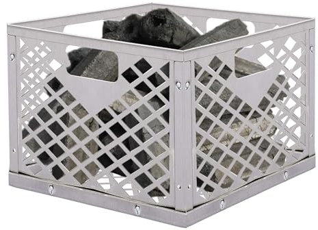 Cesta de carbón – Cesta de acero inoxidable para parrilla de carbón | Caja cuadrada de soporte de carbón, cesta de parrilla de carbón, accesorios de estufa a prueba de óxido para calefacción del hogar