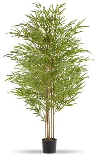 tectake® Bambu Artificial, Planta Artificial Realista con Hojas Densas, Ideal para Decoración Hogar, Arbol Artificial Interior Fácil de Limpiar, Plantas Artificiales Decorativas - 180 cm de Alto