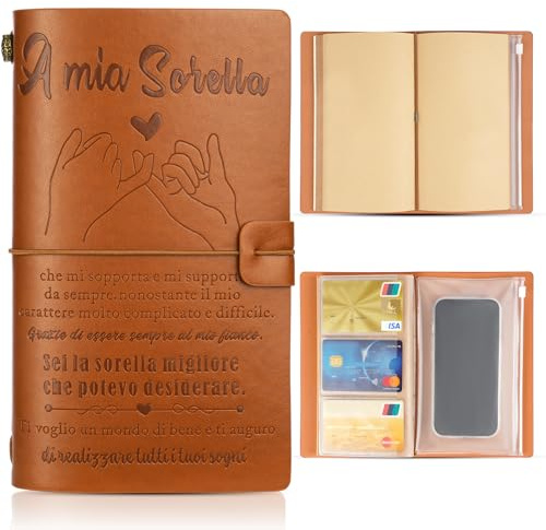 Alaoo Diario di Viaggio iniziale, Taccuino Diario di Viaggio, Taccuino in Pelle Rifillabile, Quaderno in Pelle Idee, per Donne Amico Sorella Collega Mamma(A)