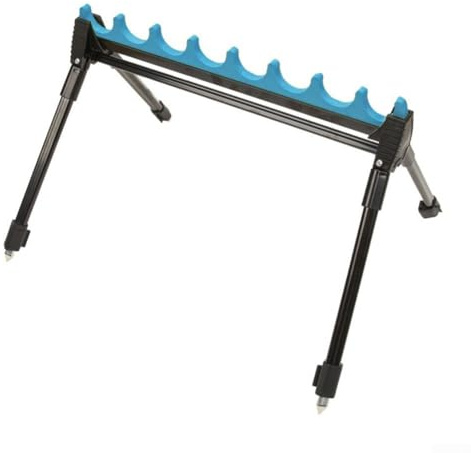 FACULX Kit telescopico a 2 sezioni, 4 gambe e 8 rig Roost, supporto per canna da pesca, staffa per canna da pesca con flessibilità telescopica (blu)