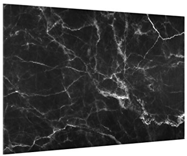 micasia Glas Spritzschutz inkl. Aufhängung 4 mm starke Küchenrückwand Steinoptik Glasrückwand - Made in Germany - Modern Marmor Wandpaneel schwarz Küche Herd Küchenspiegel 1440 (60x40cm)